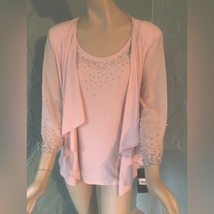 NWT Pretty in Pink one piece beaded top/shell